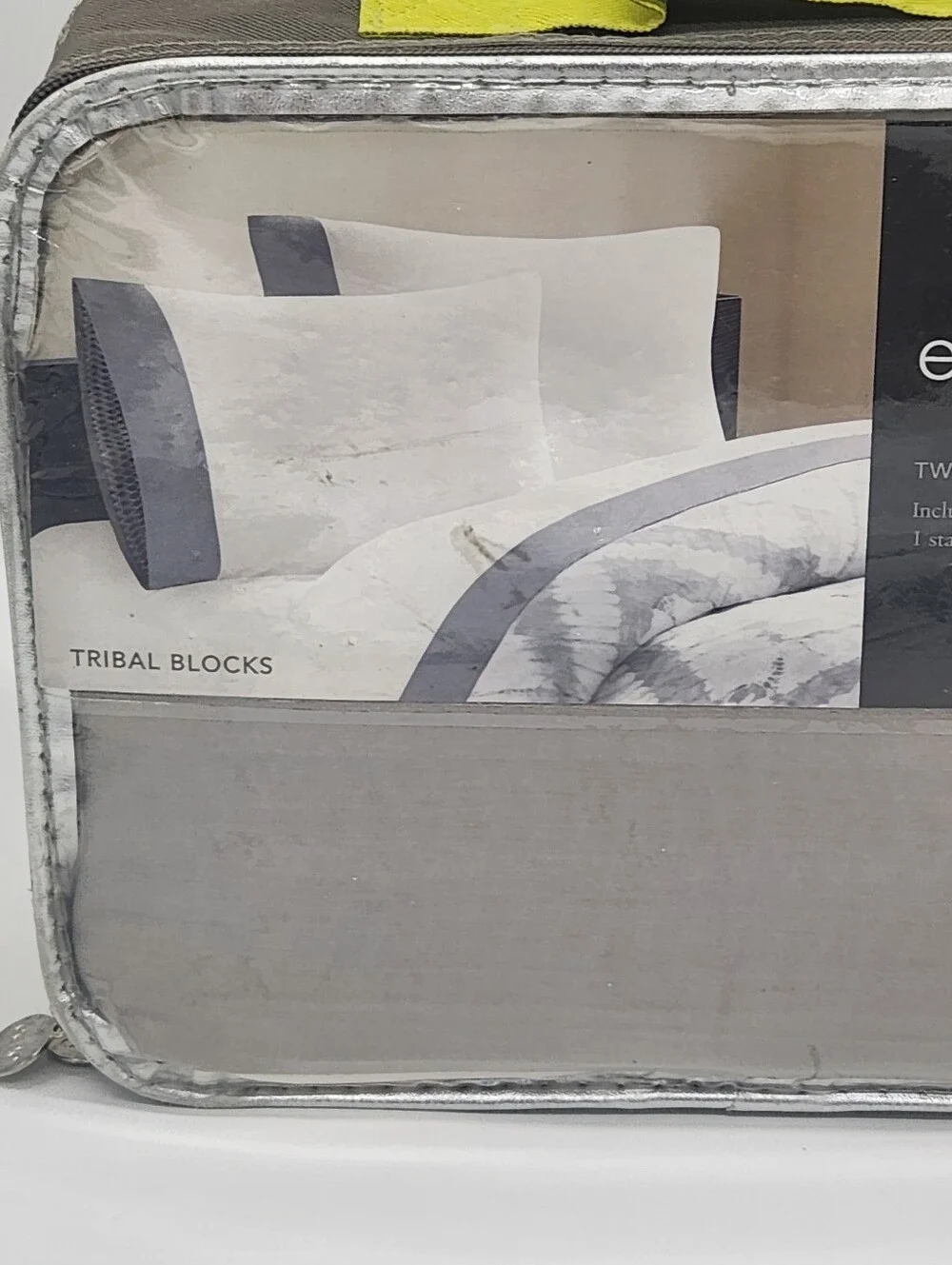 Echo Design Tribal Blocks Twin Sheet Set Cotton Sateen White Grey NEW